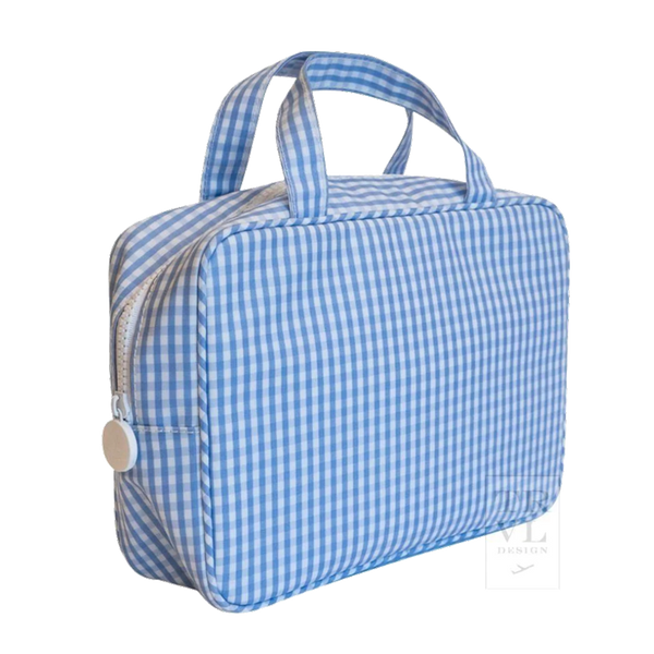 sky gingham carry on