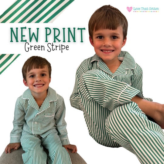 Lounge Pant Set - Green Stripe