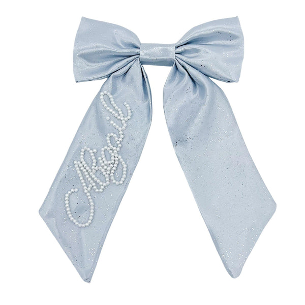 Blue Glitter Pearl Bow