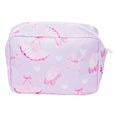 pink and purple ballet print everything bag with zipper closure
