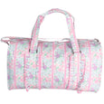 floral and stripe print vinyl duffle bag
