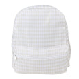 khaki checkered backpack on a white background