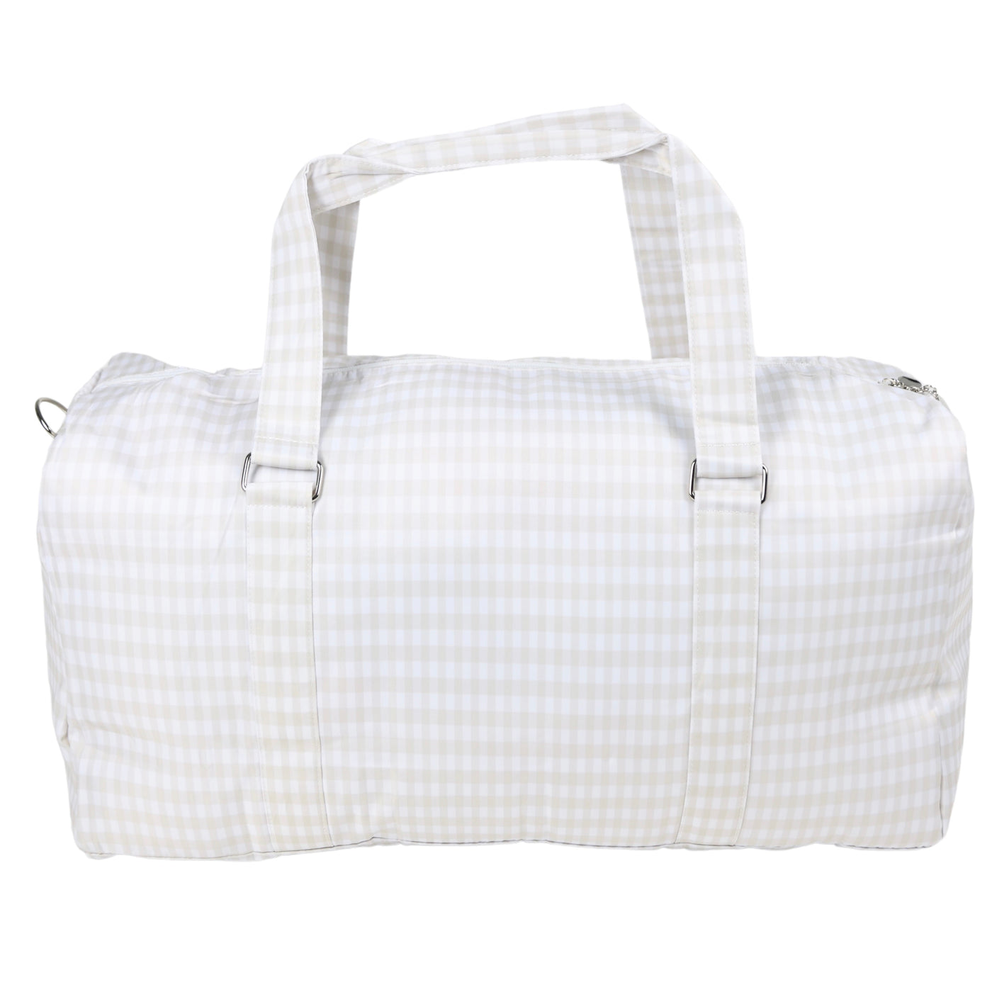kaki checkered duffel bag 