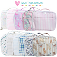 Collection of patterned bags for kids lunch or toiletry use