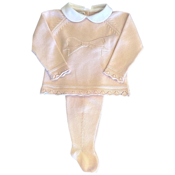 pink bow footed pant set