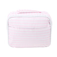 Pink checkered toiletry or lunch vinyl bag for kids