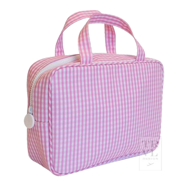 pink gingham lunch bag