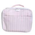 Pink striped vinyl lunch or toiletry kids bag 